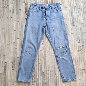 AGOLDE Women's Size 25 Jamie High Rise Distressed Light Wash Jeans